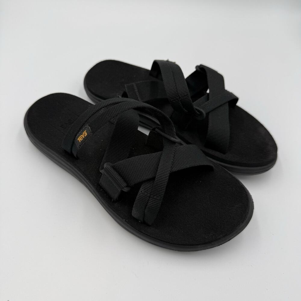 Teva Voya Slide Sandals Women’s Size 5 Black Strappy Comfort Casual